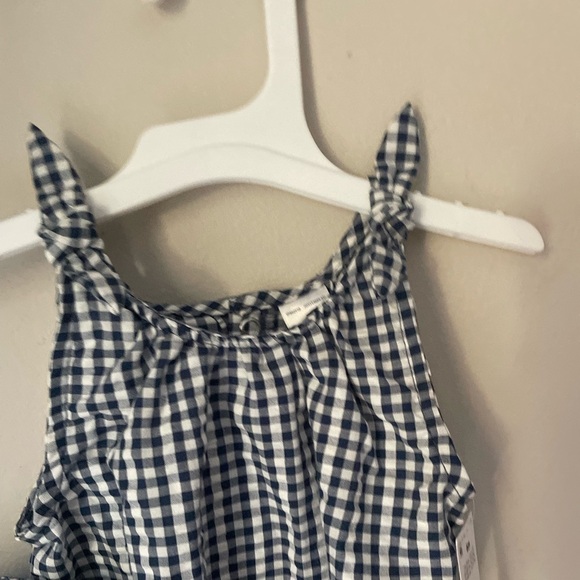 Carters Navy Blue & White Gingham Romper with Matching Bucket Hat Size 6 Months - Picture 2 of 7